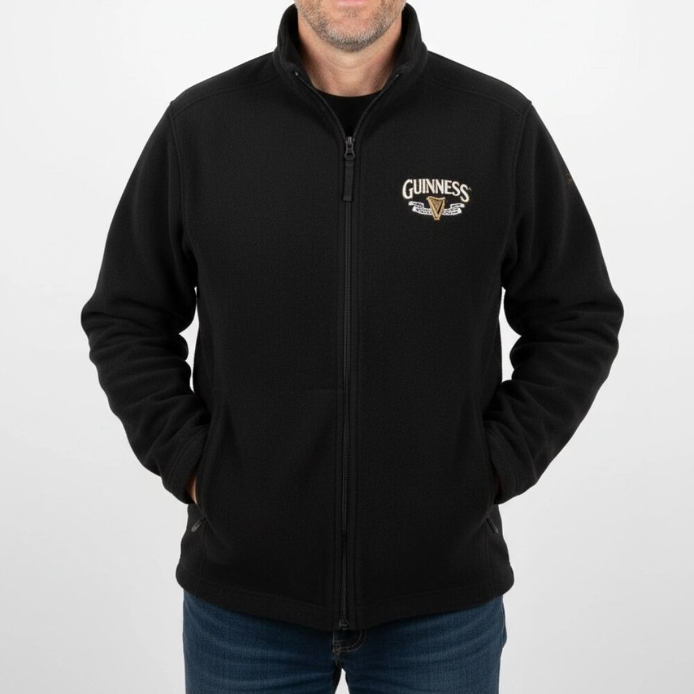 Guinness Vintage Men's Black Zip Up Official Guinness Jacket Sweater Size XL